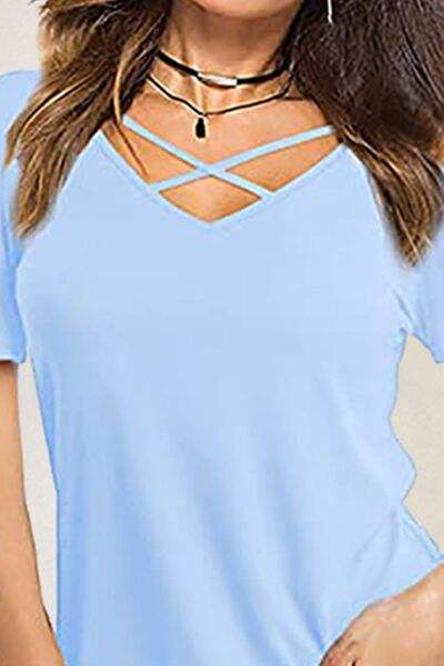 Crisscross Short Sleeve T-Shirt Women's T-Shirts - Tophatter Daily Deals