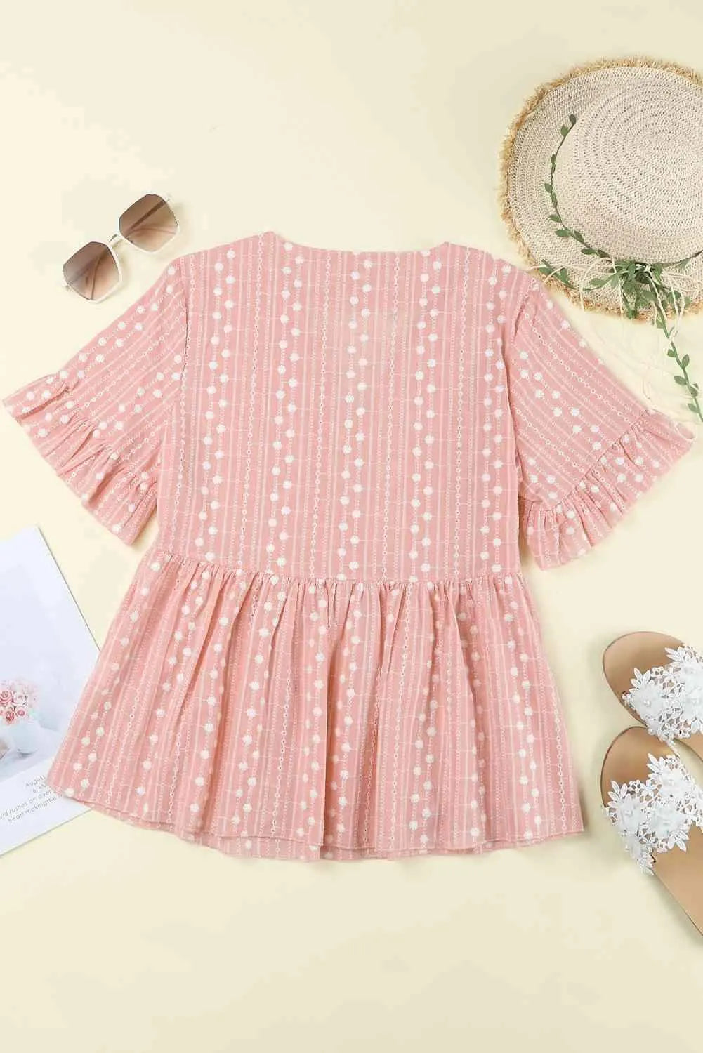 Embroidered Tassel Flounce Sleeve Babydoll Blouse Blouses - Tophatter Daily Deals