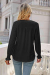 Notched Flounce Sleeve Eyelet Top Blouses - Tophatter Daily Deals