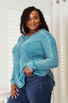 Zenana Full Size Washed Baby Waffle Oversized Long Sleeve Top Blouses - Tophatter Daily Deals