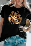 Round Neck Short Sleeve Pumpkin Graphic T-Shirt Women's T-Shirts - Tophatter Daily Deals