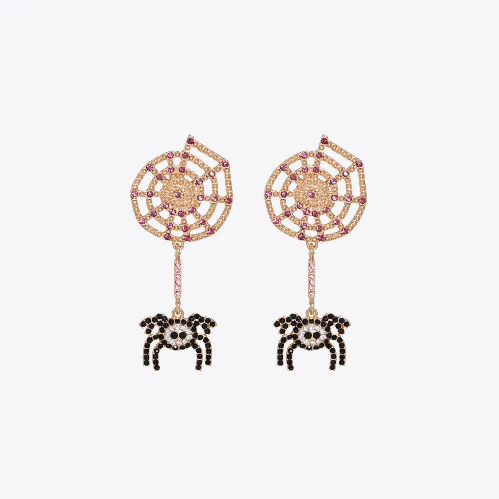 Spider Rhinestone Alloy Earrings Gold One Size Earrings - Tophatter Daily Deals