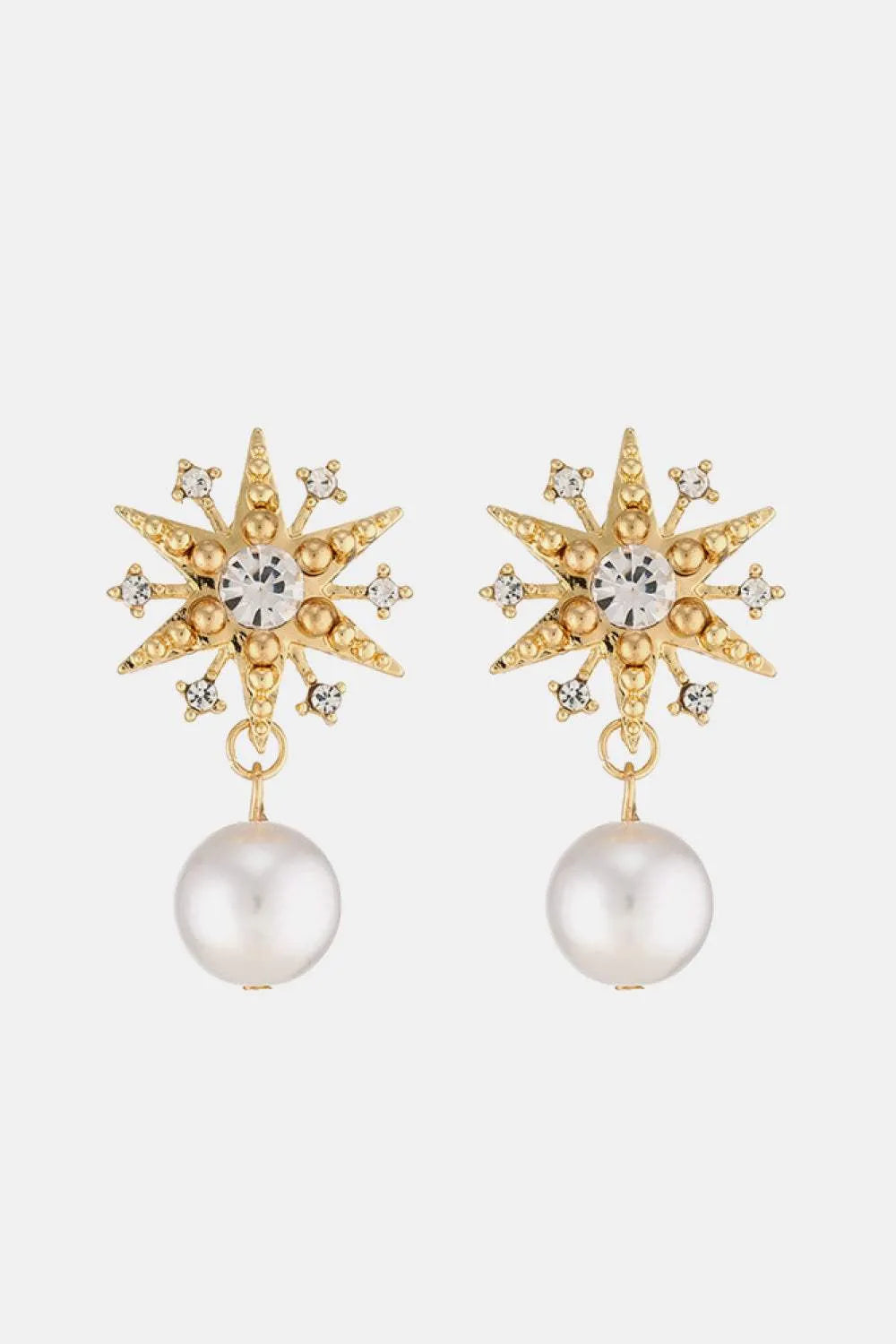 Synthetic Pearl Star Shape Alloy Earrings Gold One Size Earrings - Tophatter Daily Deals
