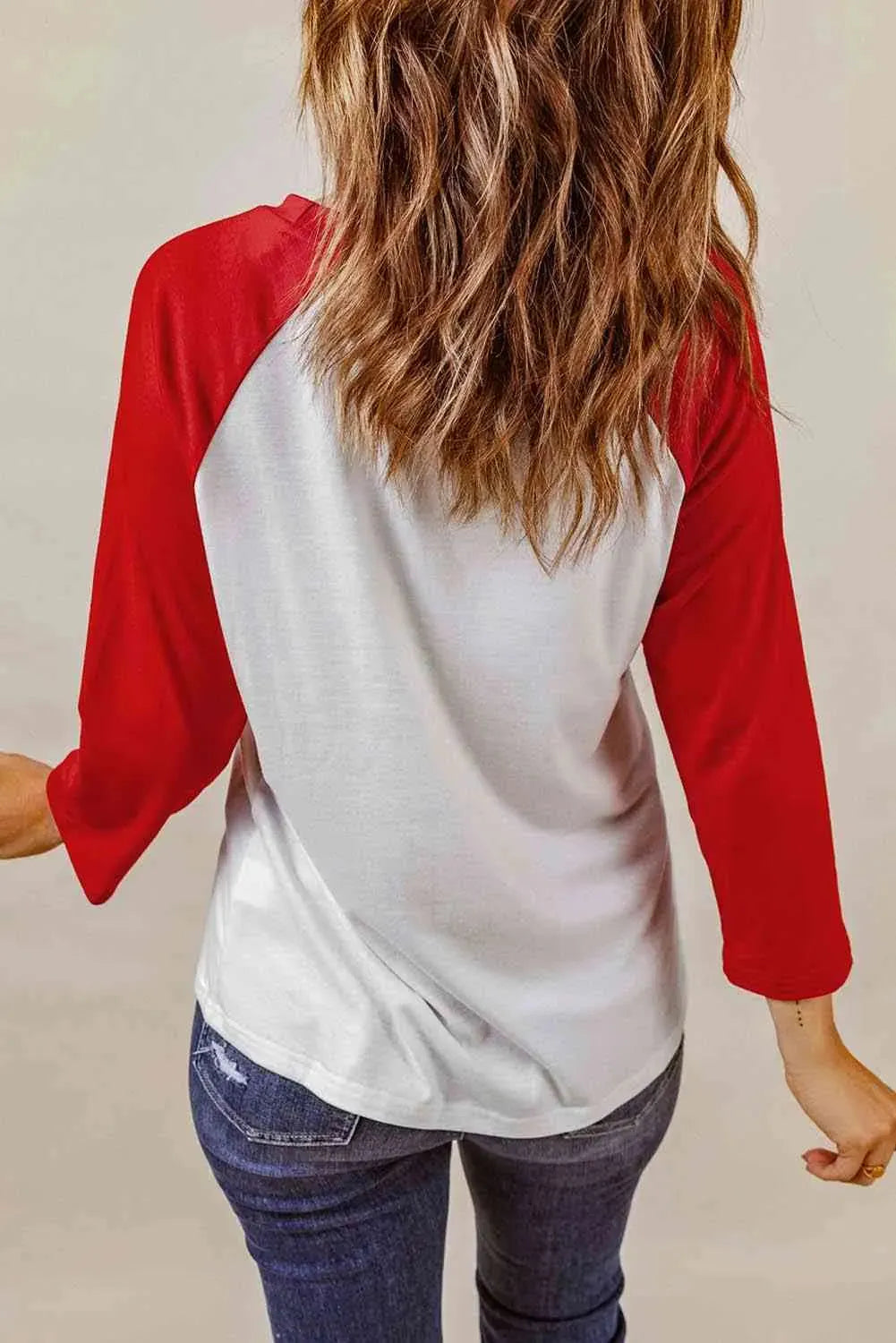 Raglan Sleeve Round Neck LOVE AMERICA Graphic Tee Women's T-Shirts - Tophatter Daily Deals