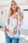 Mixed Print V-Neck Half Sleeve Top Blouses - Tophatter Daily Deals