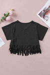 V-Neck Fringe Hem T-Shirt Women's T-Shirts - Tophatter Daily Deals