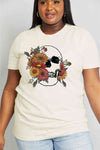 Simply Love Full Size Flower Skull Graphic Cotton Tee Women's T-Shirts - Tophatter Daily Deals