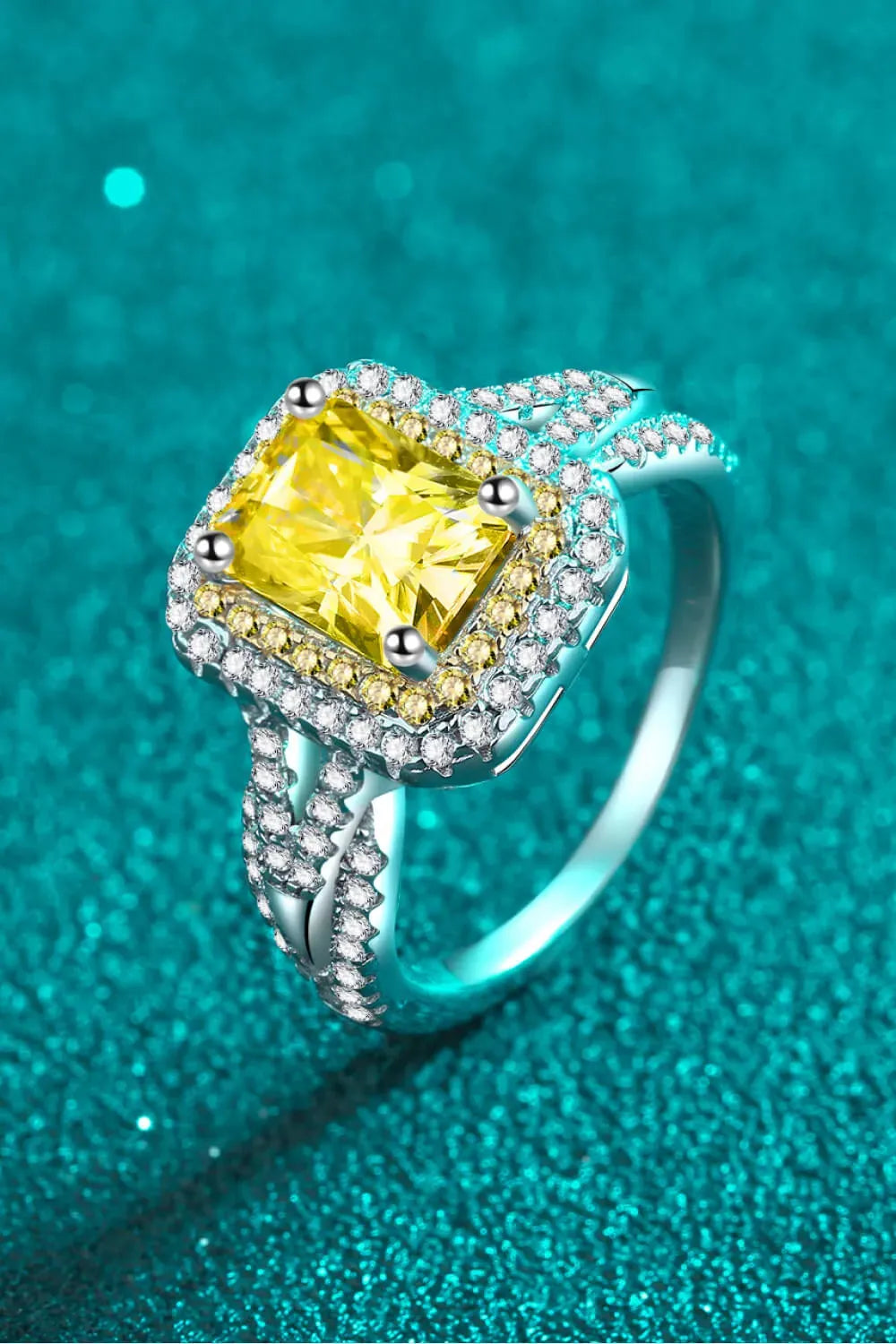 Can't Stop Your Shine 2 Carat Moissanite Ring Yellow Moissanite - Tophatter Daily Deals