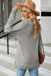 Slit V-Neck Long Sleeve T-Shirt Women's T-Shirts - Tophatter Daily Deals