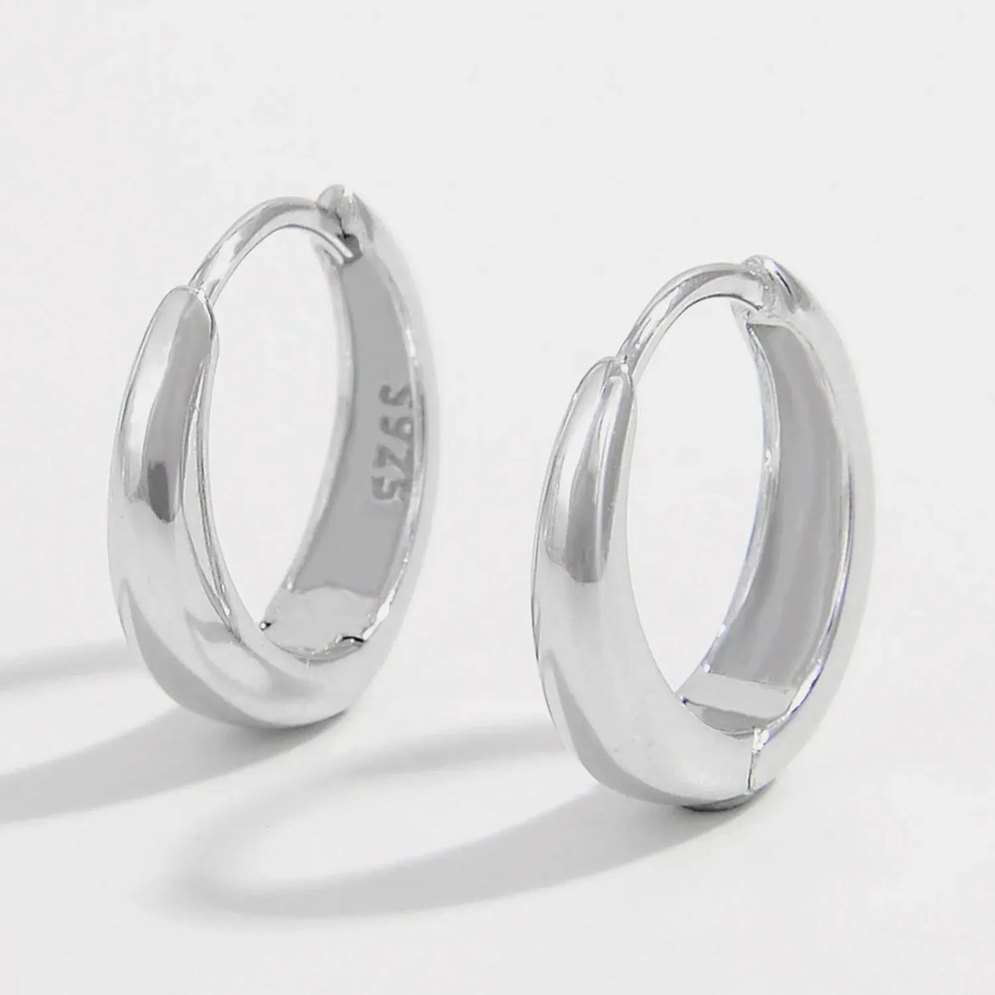 925 Sterling Silver Inlaid Zircon Huggie Earrings Silver One Size Earrings - Tophatter Daily Deals