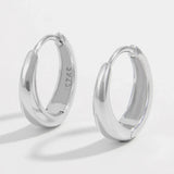 925 Sterling Silver Inlaid Zircon Huggie Earrings Silver One Size Earrings - Tophatter Daily Deals