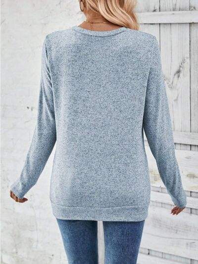 Round Neck Long Sleeve T-Shirt Women's T-Shirts - Tophatter Daily Deals