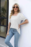 Square Neck Flounce Sleeve Top Blouses - Tophatter Daily Deals