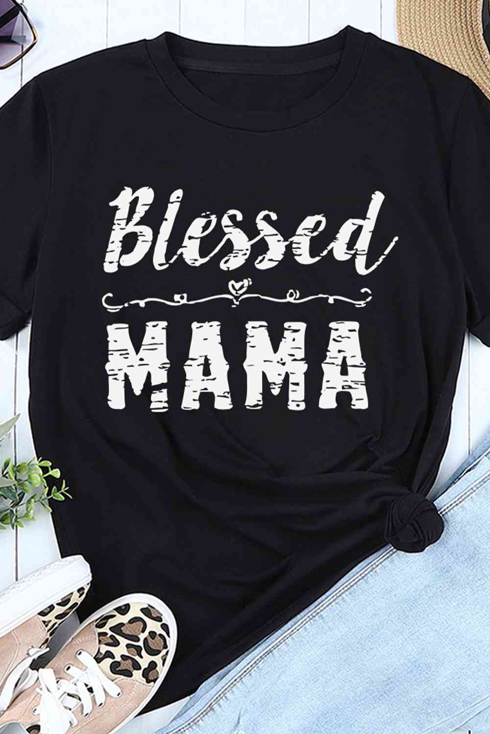 BLESSED MAMA Graphic Tee Women's T-Shirts - Tophatter Daily Deals