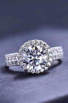 Four-Prong 2 Carat Moissanite Round Ring Silver Moissanite - Tophatter Daily Deals