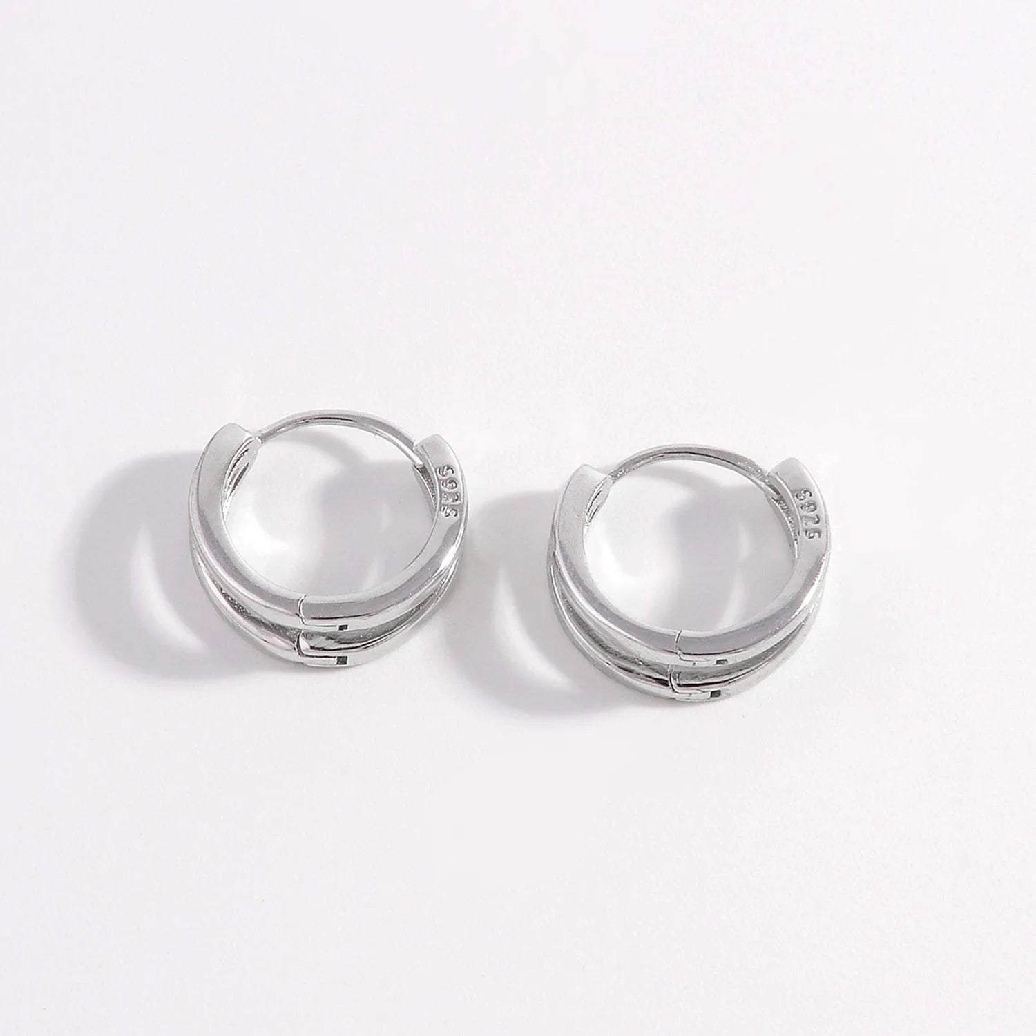 925 Sterling Silver Inlaid Zircon Huggie Earrings Earrings - Tophatter Daily Deals