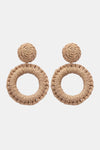 Round Shape Raffia Grass Dangle Earrings Camel One Size Earrings - Tophatter Daily Deals