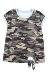 Camouflage Print Round Neck Tie Hem Tee Women's T-Shirts - Tophatter Daily Deals