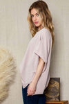 Double Take Full Size Round Neck Ribbed Slit Tunic Top Blouses - Tophatter Daily Deals