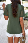 Lace Detail Round Neck Short Sleeve T-Shirt Women's T-Shirts - Tophatter Daily Deals