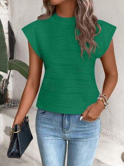 Mock Neck Cap Sleeve T-Shirt Women's T-Shirts - Tophatter Daily Deals