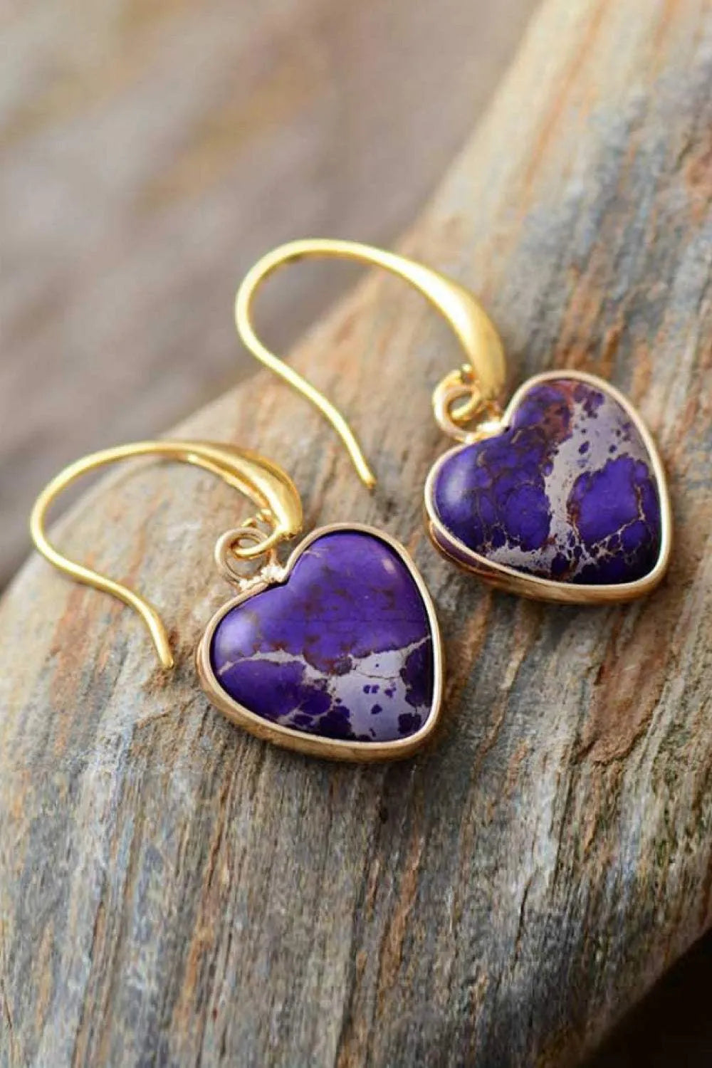 Imperial Jasper Heart Earrings Earrings - Tophatter Daily Deals