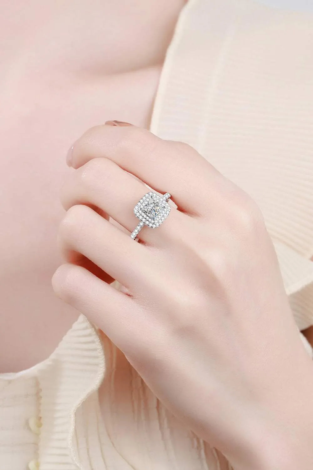 Sterling Silver 1 Carat Moissanite Ring Silver Moissanite - Tophatter Daily Deals