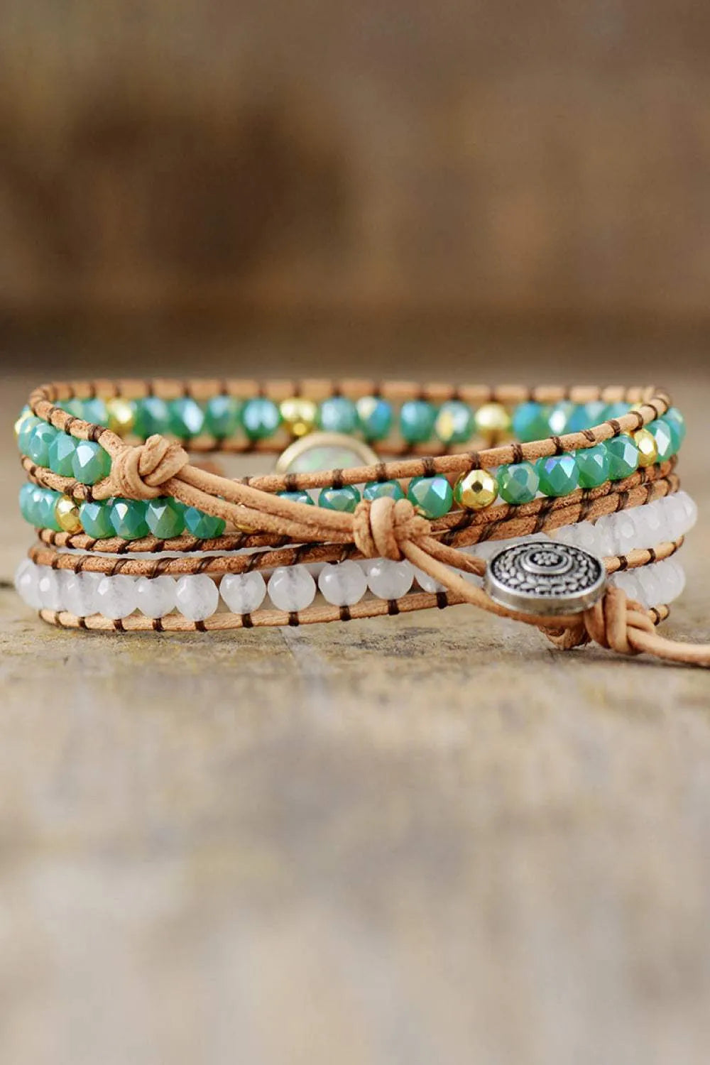 Crystal & Opal Triple-Layered Beaded Bracelet Bracelets - Tophatter Daily Deals