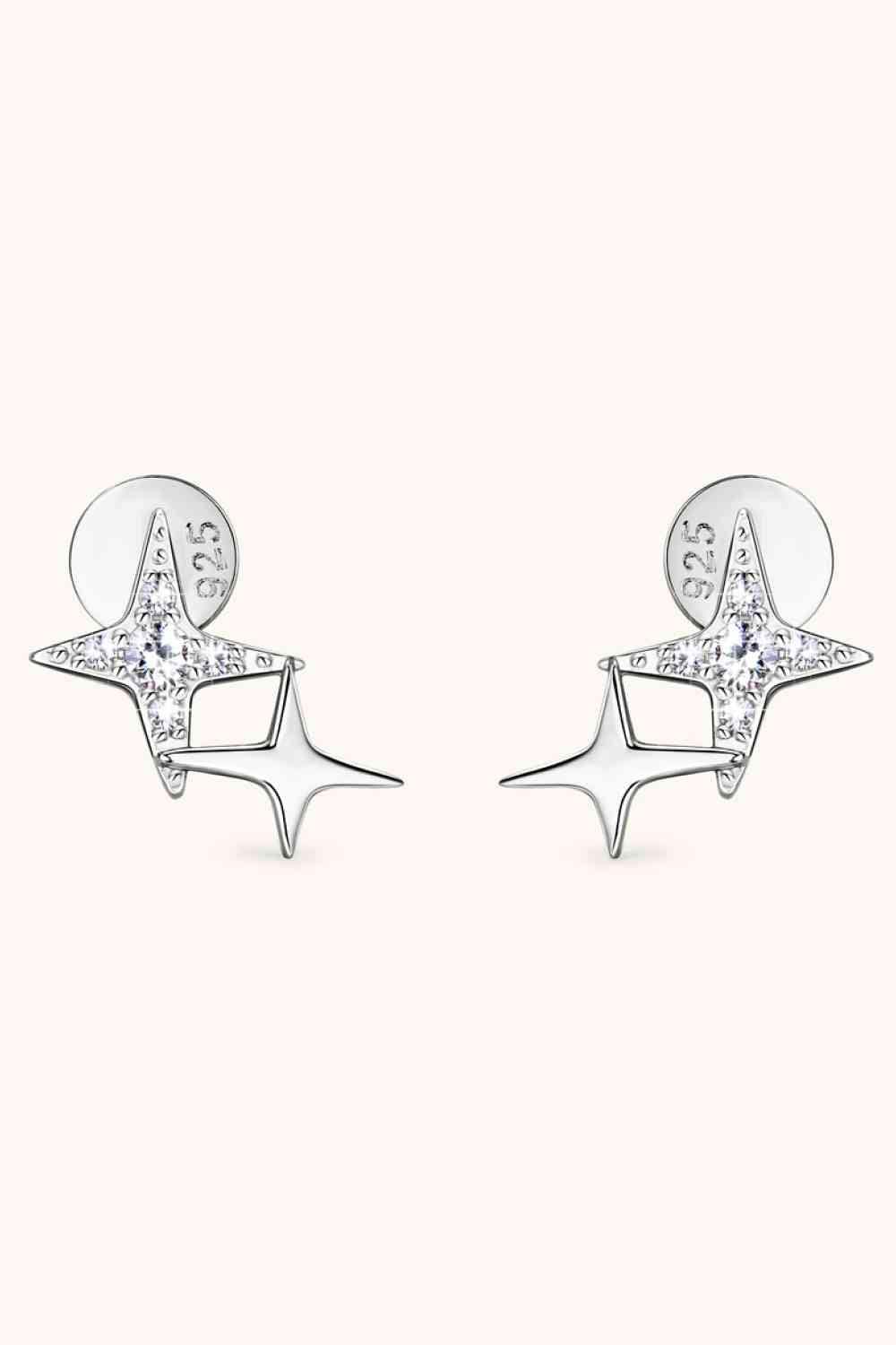 Moissanite 925 Sterling Silver Star Shape Earrings Silver One Size Moissanite - Tophatter Daily Deals