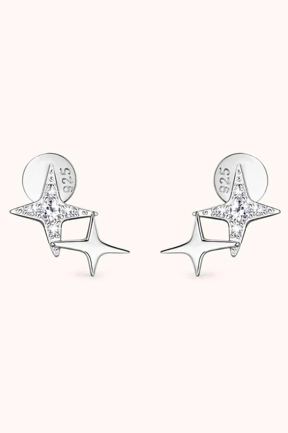 Moissanite 925 Sterling Silver Star Shape Earrings Silver One Size Moissanite - Tophatter Daily Deals
