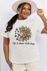 Simply Love Simply Love Full Size LIFE IS BETTER WITH DOGS Graphic Cotton Tee Women's T-Shirts - Tophatter Daily Deals