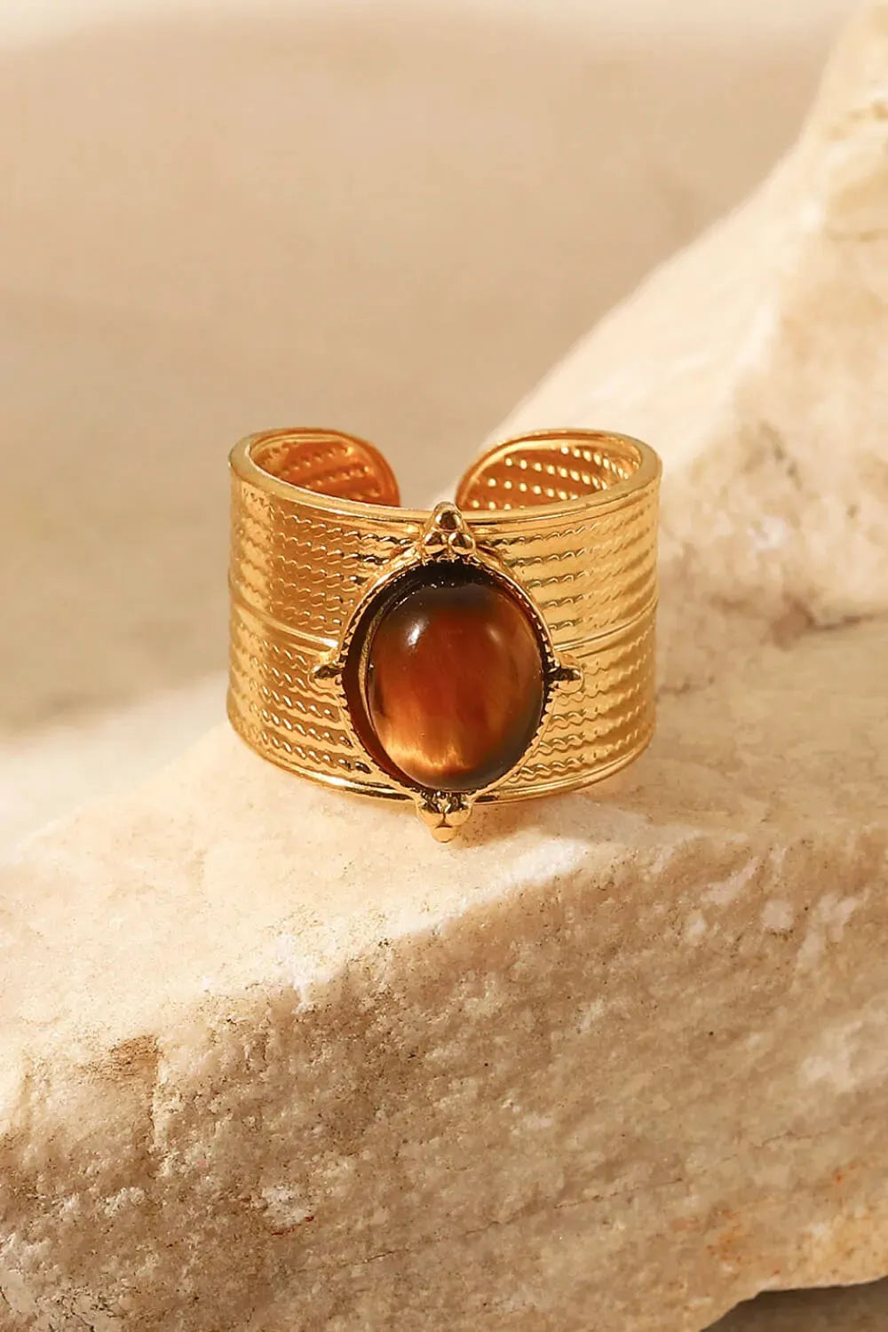18K Gold-Plated Wide Open Ring Rings - Tophatter Daily Deals