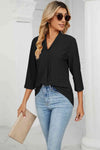 Eyelet Three-Quarter Sleeve Blouse Blouses - Tophatter Daily Deals