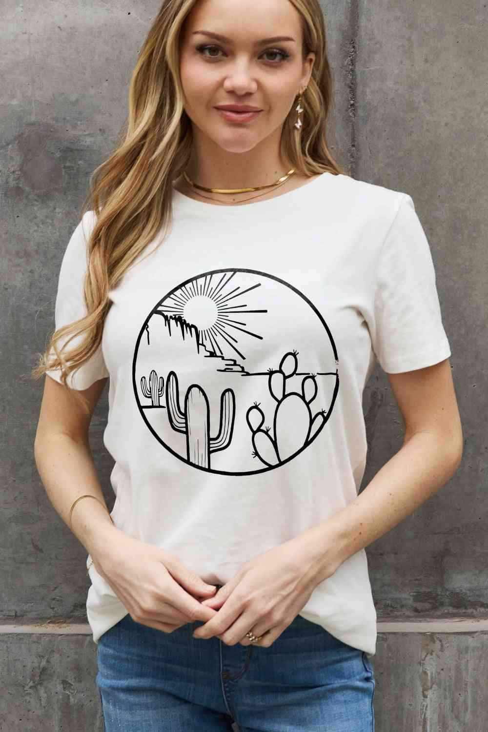 Simply Love Full Size Desert Graphic Cotton Tee Women's T-Shirts - Tophatter Daily Deals