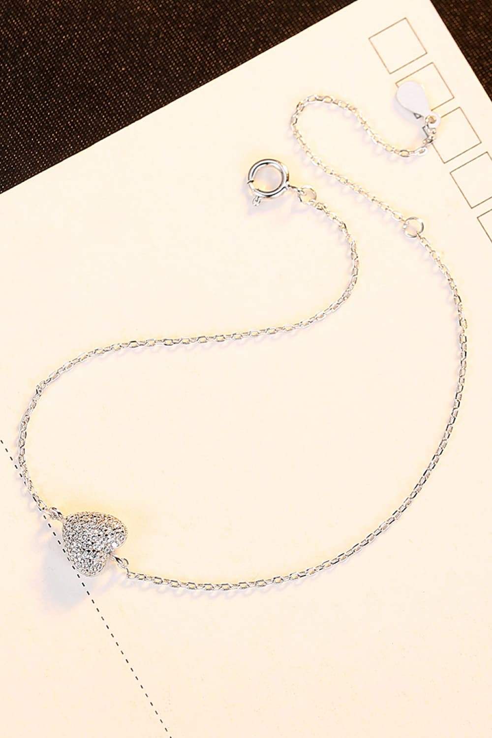 Zircon Heart 925 Sterling Silver Bracelet Silver One Size Bracelets - Tophatter Daily Deals
