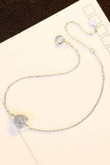 Zircon Heart 925 Sterling Silver Bracelet Silver One Size Bracelets - Tophatter Daily Deals
