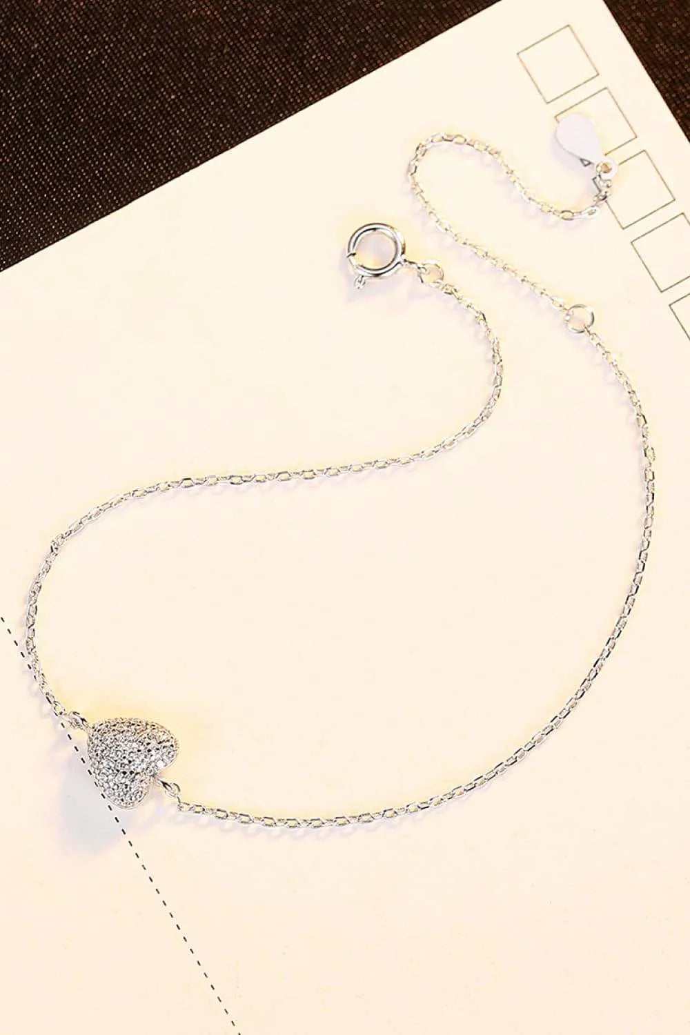 Zircon Heart 925 Sterling Silver Bracelet Silver One Size Bracelets - Tophatter Daily Deals
