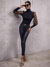 Buttoned Lantern Sleeve Turtle Neck Blouse Blouses - Tophatter Daily Deals