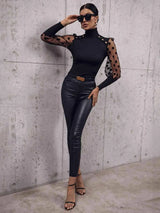 Buttoned Lantern Sleeve Turtle Neck Blouse Blouses - Tophatter Daily Deals