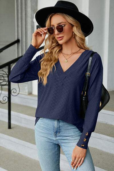 V-Neck Lantern Sleeve T-Shirt Women's T-Shirts - Tophatter Daily Deals