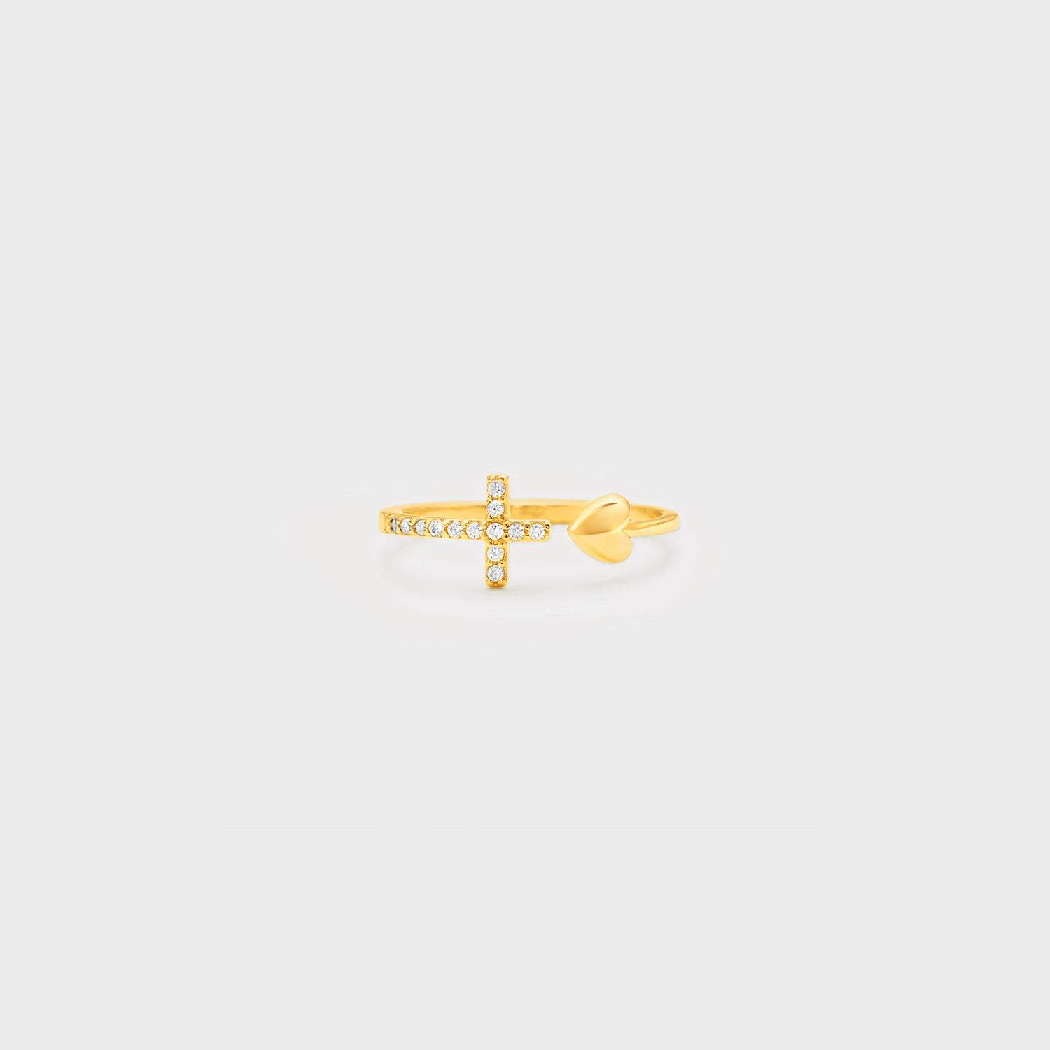 Heart Shape Cross Inlaid Zircon Open Ring Gold One Size Rings - Tophatter Daily Deals