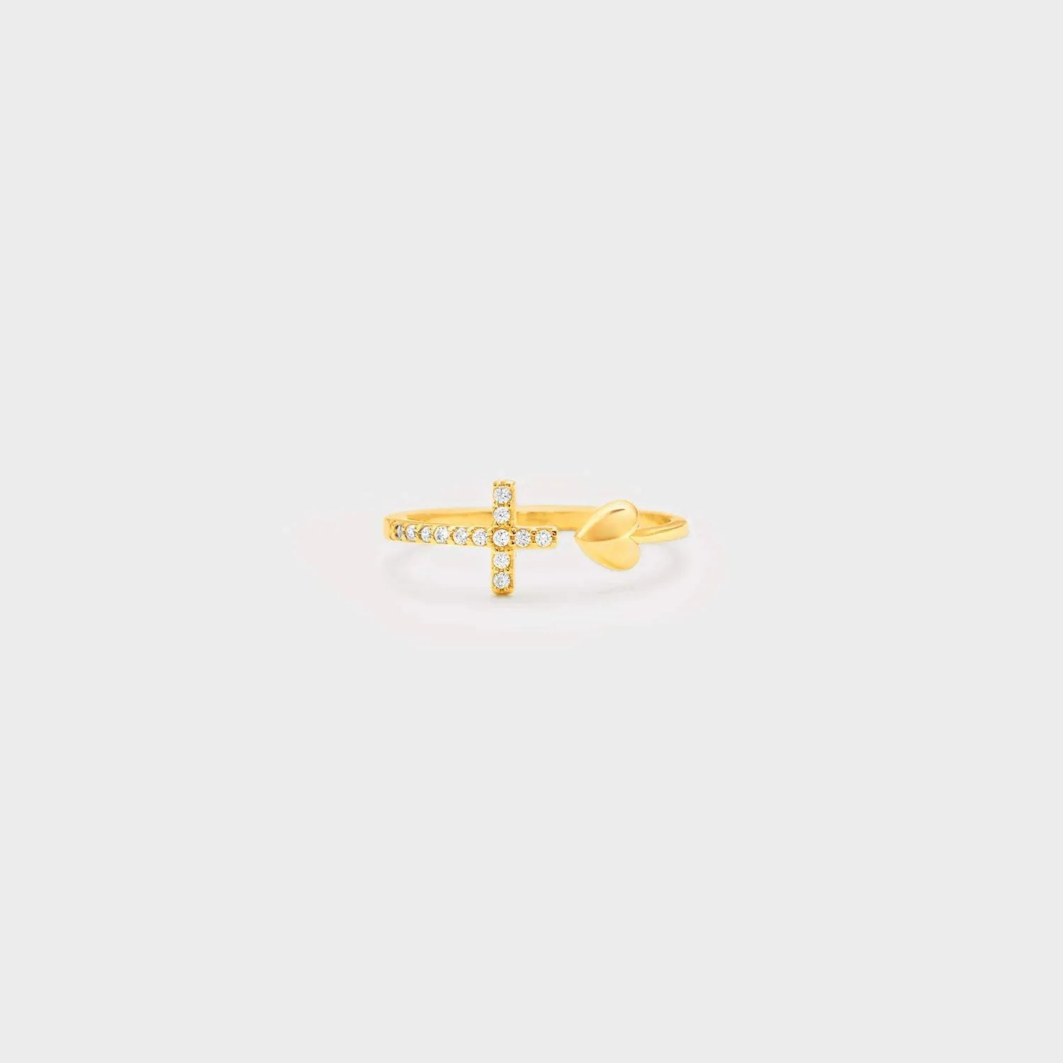 Heart Shape Cross Inlaid Zircon Open Ring Gold One Size Rings - Tophatter Daily Deals