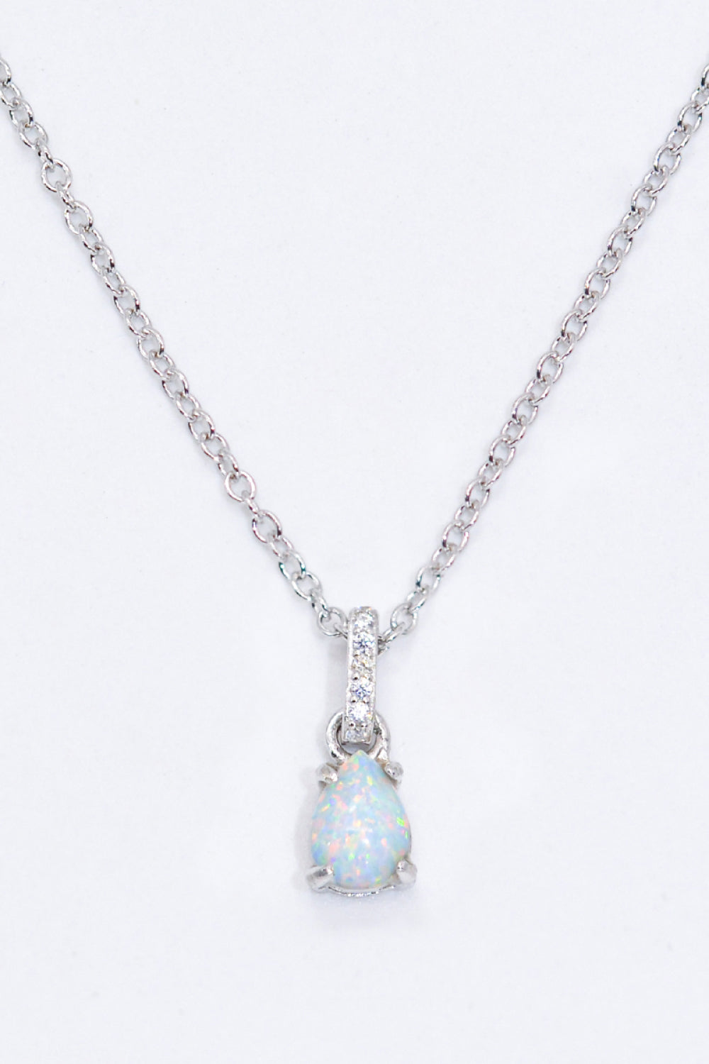 Opal Pendant 925 Sterling Silver Chain-Link Necklace - Tophatter Deals