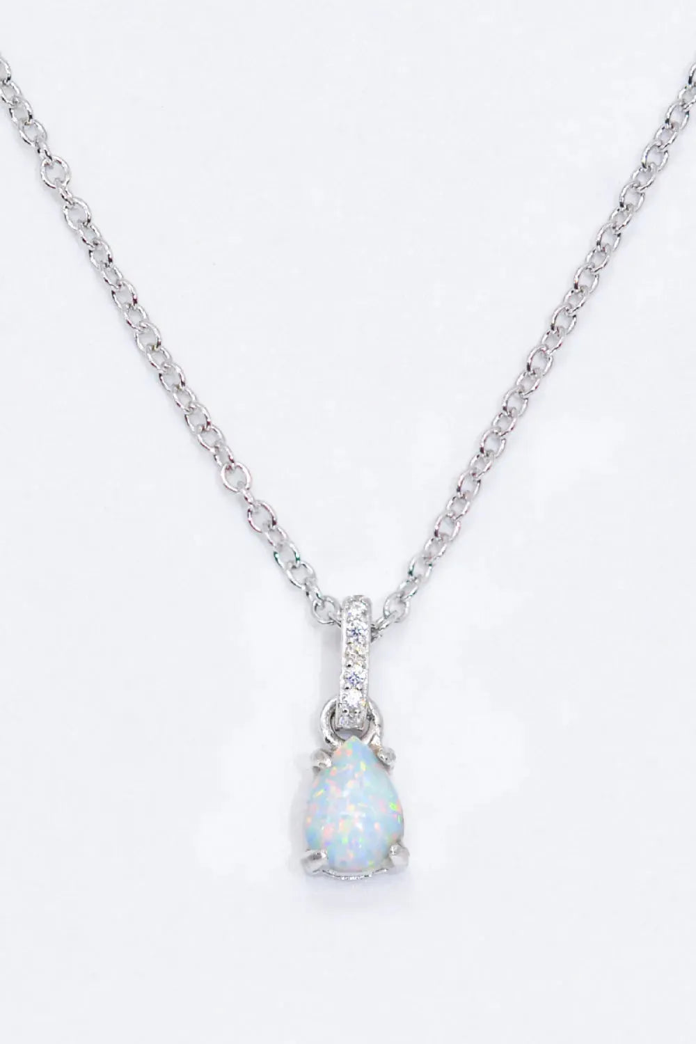 Opal Pendant 925 Sterling Silver Chain-Link Necklace Silver One Size Opal - Tophatter Daily Deals