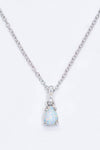 Opal Pendant 925 Sterling Silver Chain-Link Necklace - Tophatter Deals