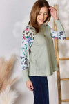 Hailey & Co Full Size Printed Round Neck Blouse Blouses - Tophatter Daily Deals