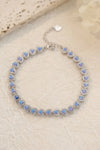 925 Sterling Silver Opal Heart Bracelet Sky Blue One Size Opal - Tophatter Daily Deals