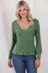 Scoop Neck Long Sleeve Top Blouses - Tophatter Daily Deals