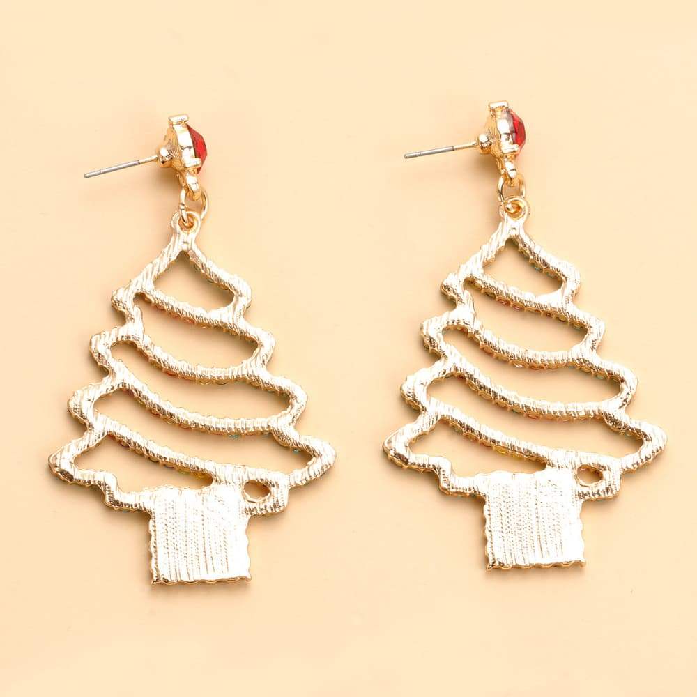 Rhinestone Alloy Christmas Tree Earrings Earrings - Tophatter Daily Deals