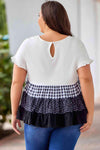 Plus Size Plaid Color Block Tiered Blouse Blouses - Tophatter Daily Deals